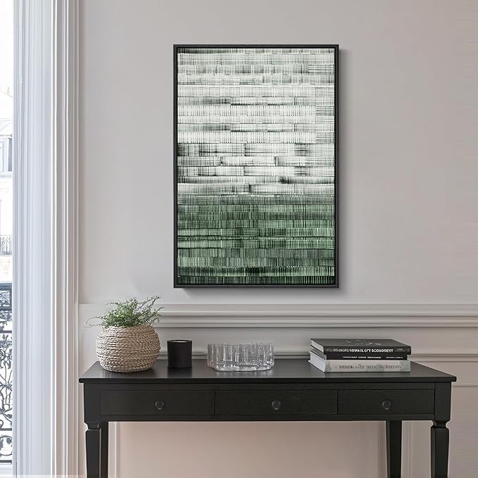 Framed Green Abstract Canvas Wall Art, Modern Art Prints Paintings Artwork for Walls, Minimalist Dark Sage Green Pictures for Living Room Dining Room Bedroom Office Bathroom Wall Decor 24x36 In-Ruum Studio Home