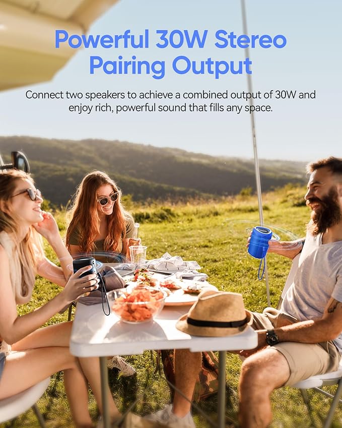 Portable Bluetooth Speaker with Lights, Stocking Stuffers, Powerful Crystal Clear Sound, IPX5 Waterproof, All Day Playtime, BT 5.3, TWS Paring, Small Wireless Speaker for Outdoor, White Elephant Gifts-Ruum Studio Home
