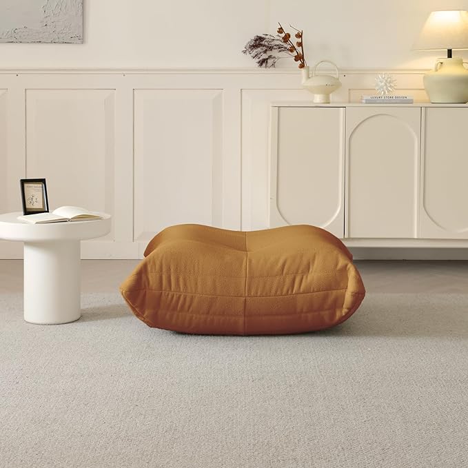 Luxury Ottomans, Modern Square Foot Rest for Sofa Couch Chair, Lazy Floor Seating, Fireside Bean Bag Chair, Tatami Sofa Lounger for Living Room, Bedroom, Office, Brown-Ruum Studio Home