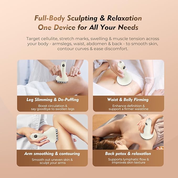 Microcurrent Lymphatic Drainage Massager for Legs Arms Belly, Body Sculpting Machine with Microcurrent, Cellulite Massage Tool,Light, Heat & Vibration, Promotes Circulation Skin Renewal-Ruum Studio Home