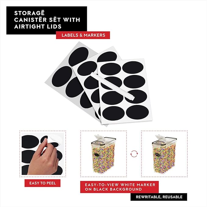 DWËLLZA KITCHEN Extra Large Cereal Containers Storage 6.3L - 213 fl. oz - 2 Pc Family Size Cereal Dispenser Countertop, Bulk Airtight Food Storage Containers for Pantry Organization Labels and Marker-Ruum Studio Home
