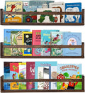 AZSKY Nursery Book Shelves 24 in Set of 3 Walnut Floating Bookshelf for Kids Room Wall Mounted Floating Shelves Solid Nursery Bookshelf Perfect Decor for Kitchen Bedroom Living Room-Ruum Studio Home