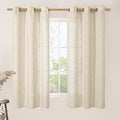 LAMIT Beige Linen Curtains 63 inches Length for Bedroom, Soft Thick Semi Sheer Light Filtering Bronze Grommet Window Treatments Decorative Drapes for Kitchen, 2 Panels Set, 34 x 63 Inch-Ruum Studio Home