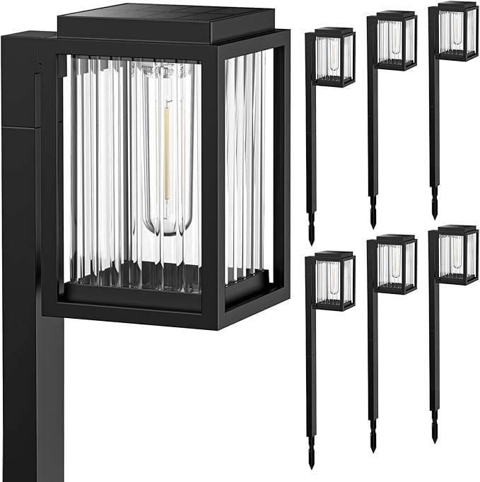 Solar Lights Outdoor Pathway 6 Pack, Solar Pathway Lights Outdoor 24" Tall Bright Auto On/Off Waterproof Garden Landscape Lighting for Path, Yard, Walkway, Driveway, Outside Decor Father's Day-Ruum Studio Home