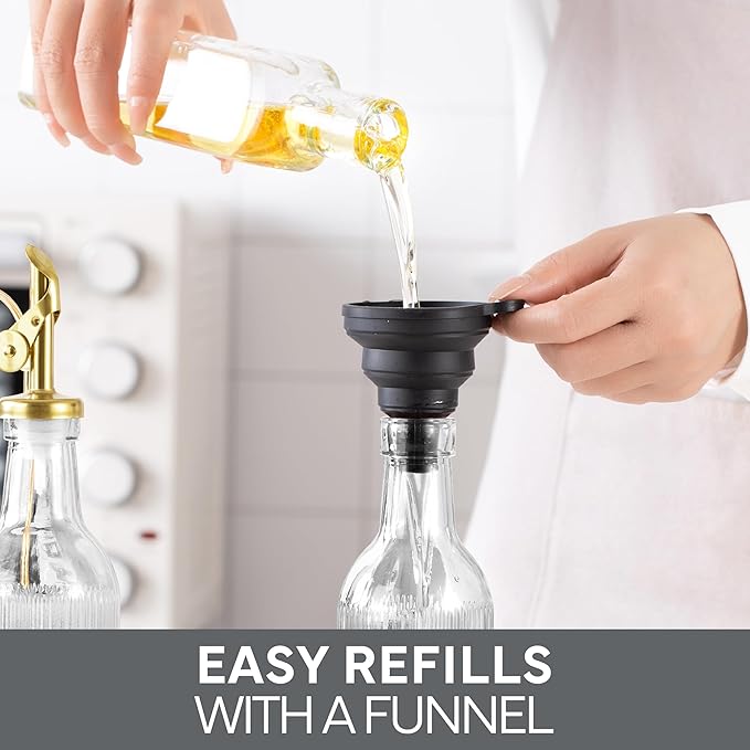 COOK WITH COLOR Glass Olive Oil Dispenser Bottle - 2 Pack, 17 oz Cruet - Elegant Carafe Decanter with Spout for Kitchen, Suitable for Vinegar, Coffee Syrups & Other Liquids-Ruum Studio Home