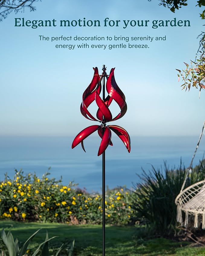 Yard Garden Wind Spinners - Large Outdoor Metal Wind Spinners with Stake, Yard Art Lawn Garden Decor (19" W x 87" H)-Ruum Studio Home