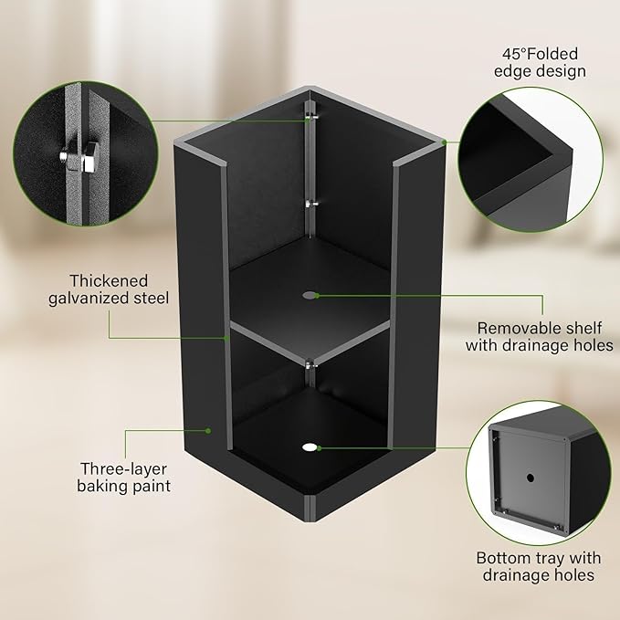 Modern Metal Planter Black – 28” Tall with Removable Insert Shelf | Heavy-Duty Outdoor & Indoor Planter Box for Patio, Porch, Garden (14x14x28in)-Ruum Studio Home