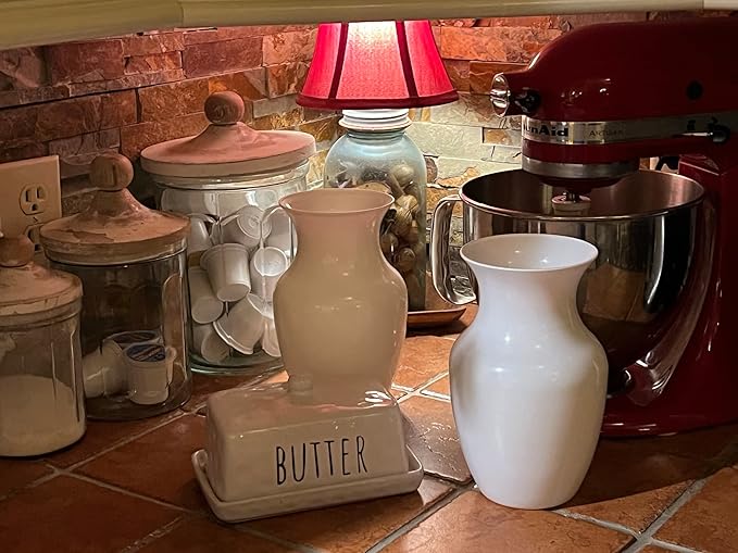 Floral Supply Online - 8" White Rose Vase and Flower Guide Booklet - Decorative Glass Flower Vase for Floral Arrangements, Weddings, Home Decor or Office.-Ruum Studio Home