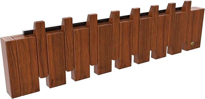 Wall Mounted Piano Key Hanger | Flip Style Hook | Entrance Wall Art Hook, Made of Oak Wood (3 Times Painted, 4 Times Polished) (LED Walnut, 8Hooks)-Ruum Studio Home