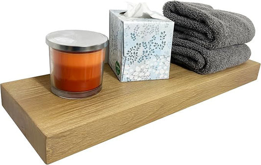 joelsantiques 24 Inch Wooden Floating Shelves for Wall - 24x8x2 in - Made of Natural Wood - Short Heavy Duty Rustic Wall Shelves for Bedroom - Perfect for Living Room, Kitchen - Beige-Ruum Studio Home