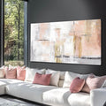 Gold Abstract Wall Art Decor Minimalist Oil Paintings 24"x48" Canvas Wall Art for Living Room Modern Framed Pictures for Wall Home Office for Women Ready to Hang-Ruum Studio Home