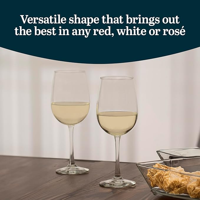 Libbey 7504 Vina Tall Wine Glasses Set, All Purpose Red and White Wine Glasses Set of 12, Professional Grade Glass Wine Glasses for Gatherings, Events-Ruum Studio Home