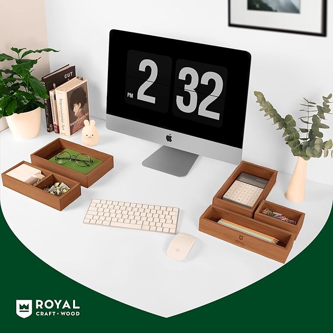 ROYAL CRAFT WOOD Premium Carbonized Bamboo Sticky Note Holder – Elegant & Durable Post-It Note Dispenser for Office Desk Organization-Ruum Studio Home