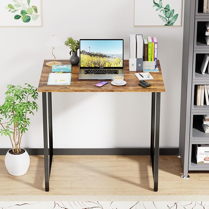 PayLessHere | 32 Inch Computer Desk | Brown | Office Desk with Metal Frame, Adjustable Feet | Water-Resistant, Scratchproof Surface | Sturdy Writing Table for Home Office or Study | Pack of 2-Ruum Studio Home