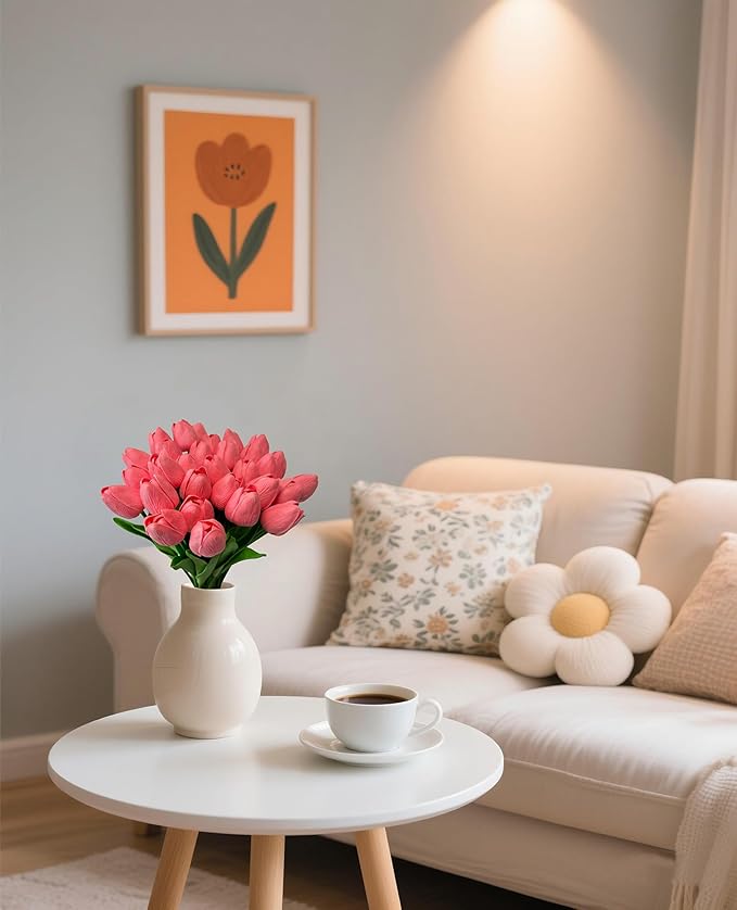 15 Pcs Artificial Tulip PU Fake Flower Realistic Touch Spring Summer Fake Flowers for Home Decor Outdoor Garden Parties and Wedding-Ruum Studio Home
