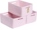 Large Storage Baskets for Shelves, Closet Organizers Bins for Clothes Blanket Towels, Baby Nursery, Toy Baskets Box, Woven Rope Baskets, 17 x 13 x 7.5”, 3 Packs Light Pink-Ruum Studio Home
