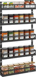 X-cosrack 5-Tier Small Wall-Mounted Spice Rack Organizer, Height-Adjustable, Space-Saving Compact Design for Kitchen Pantry Cabinet, Black-Ruum Studio Home