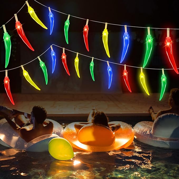 Chili Pepper String Lights, 40 LED 21Ft Chili Pepper Fairy Lights Battery Operated for Indoor Outdoor Garden Pool Birthday Mexican Party Wedding Christmas Summer Tropical Decor-Ruum Studio Home