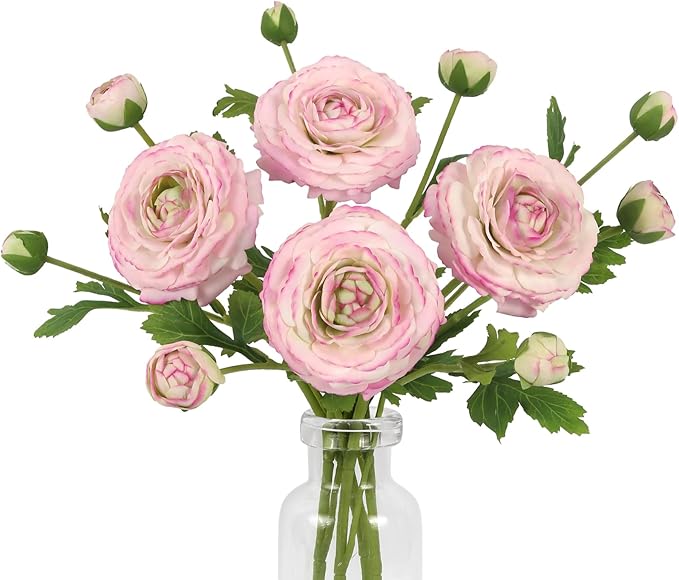 IPOPU 4PCS Real Touch Purple Ranunculus Artificial Flowers Faux Ranunculus Flowers for Vase Real Look Silk Peonies Fake Peony Flowers for Home Indoor Wedding Centerpieces for Table Decor (Purple Edge)-Ruum Studio Home