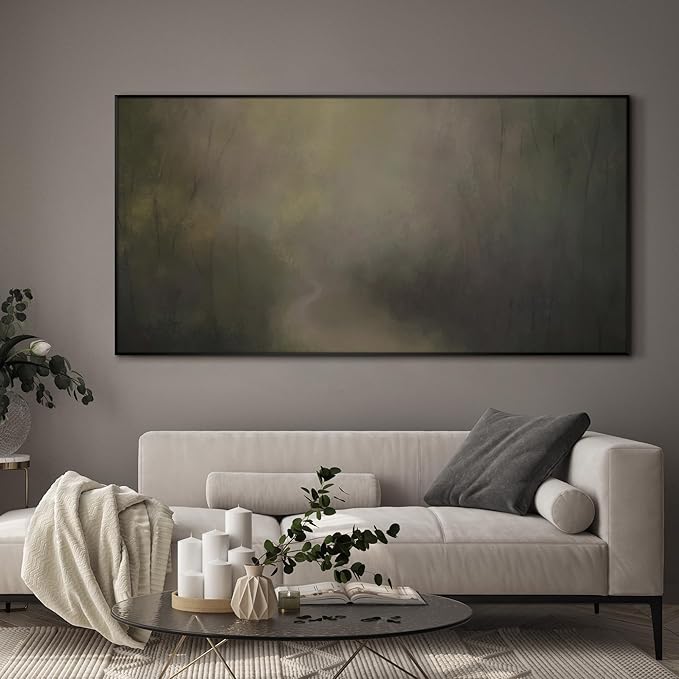 SIGNWIN 24"x46" Extra Large Framed Wall Art Muted Forest Path Soft Misty Woodland Scene Illustration for Home Living Room Bedroom Decor (Frame Assembly Required)-Ruum Studio Home