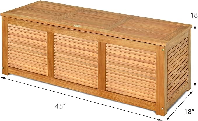 Tangkula 46 Gallon Acacia Wood Deck Box, Garden Backyard Storage Bench, Outdoor Storage Container for Patio Furniture Cushions and Gardening Tools (Natural)-Ruum Studio Home