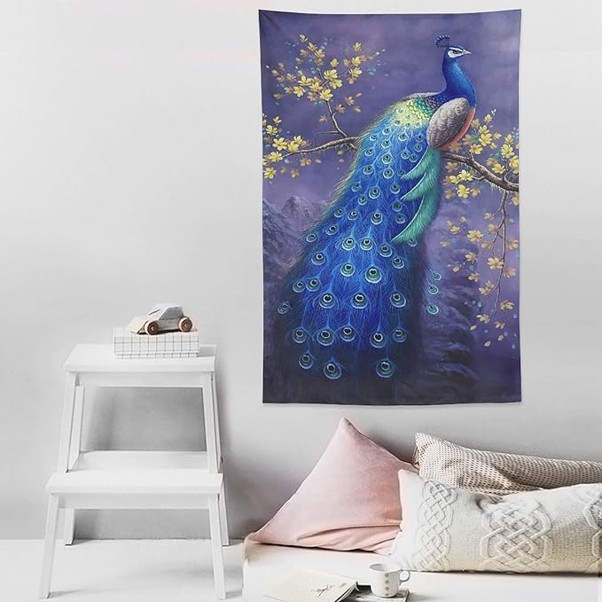 yowecso Peacock Tapestry - Purple Peacock Wall Hanging for Bedroom, Living Room & Dorm - 40"x60"-Ruum Studio Home