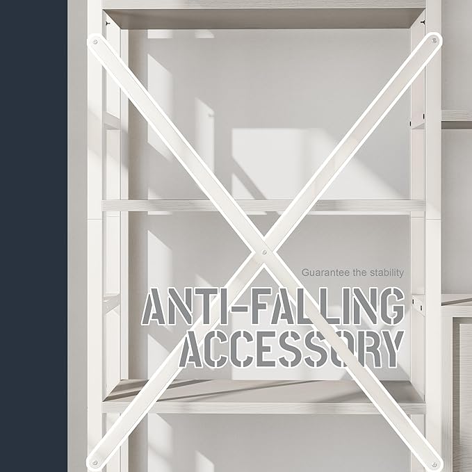 70x78 “ Triple 6 Tier Book Shelf, Industrial Large Bookcase with Storage Cabinet, Tall Bookshelf with 16 Open Display Shelves Metal Frame Furniture for Living Room Bedroom Home Office White-Ruum Studio Home