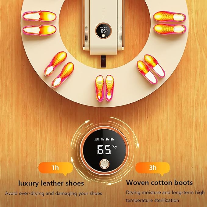 Shoe Dryer, Quick Drying Cleat Dryer with Smart Timer, Safe Shoe Deodorizer with Digital Display, Portable Foldable Boot Warmers for Home, Travel, Skiing and Holiday Gifts-Ruum Studio Home