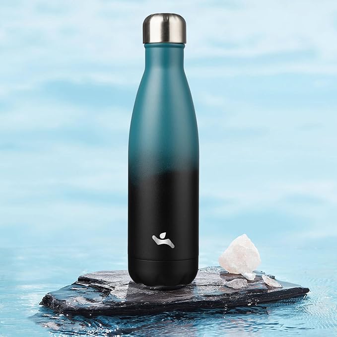 Insulated Water Bottles,17 oz Double Wall Stainless Steel Vacumm Metal Flask for Sports Travel,Indigo Black-Ruum Studio Home