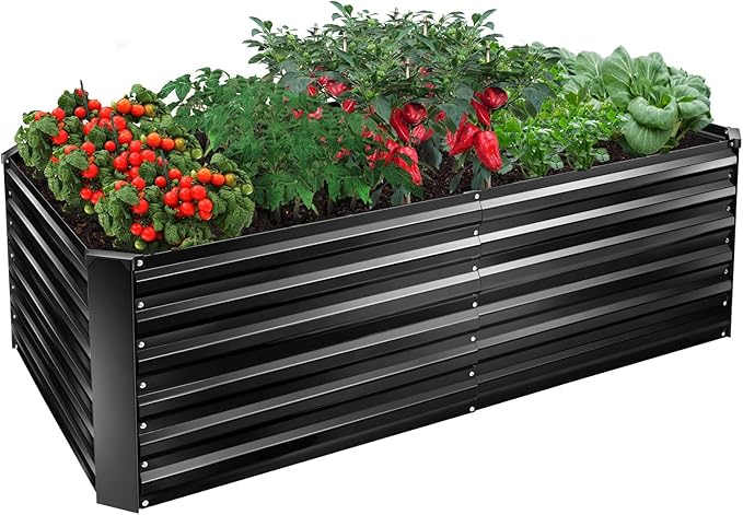 EDOSTORY Metal Raised Bed Garden Bed Kit, 6x3x2ft Tall Galvanized Planter Raised Garden Boxes Outdoor, Large Metal Raised Garden Beds for Flowers, Vegetables, Herbs-Ruum Studio Home