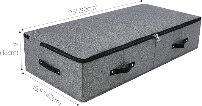 2PCS Foldable Blankets Clothes Comforters Storage Bin Organizer with Plastic Support Liner for Blankets, Towels, Comforter, Sweaters, Linen Sheets, Wrapping Paper, Black Grey-Ruum Studio Home
