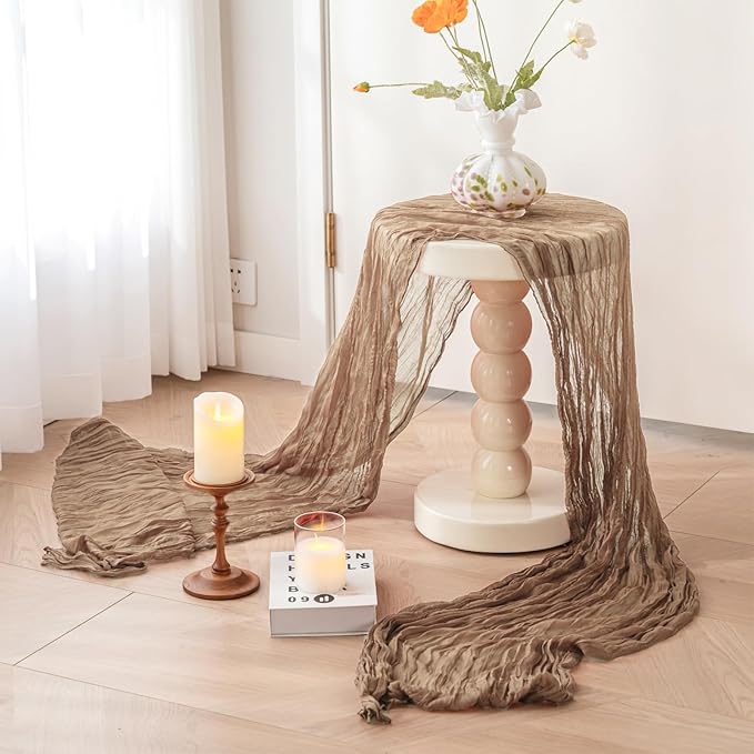 Sioloc Nude Cheesecloth Table Runner Fall Autumn Decor for Home 10ft Table Cloth for Tea Wedding Birthday Party Baby Bridal Shower Halloween Thanksgiving-Ruum Studio Home