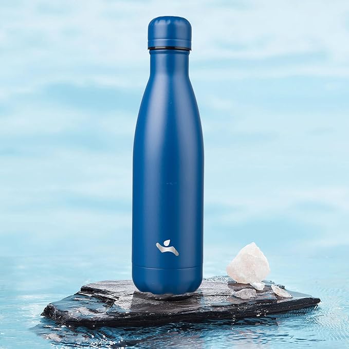 Insulated Water Bottles,17 oz Double Wall Stainless Steel Vacumm Metal Flask for Sports Travel,Blue-Ruum Studio Home