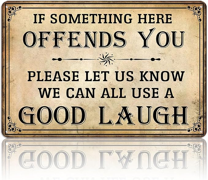 Bar Sign Man Cave Decor - Vintage Garage Metal Tin Signs for Men Funny If Something Here Offends You Poster Wall Art, Sports Bars Outdoor Accessories Decorations 8x12 Inch-Ruum Studio Home