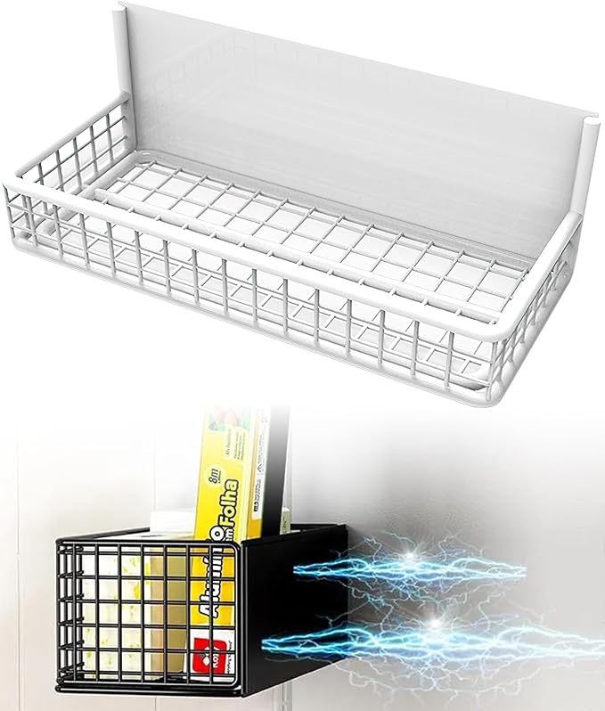 Magnetic Basket Fridge Organizer Wire Bins Pencil Holder Whiteboard Accessories Home Kitchen Organization (White-Low)-Ruum Studio Home