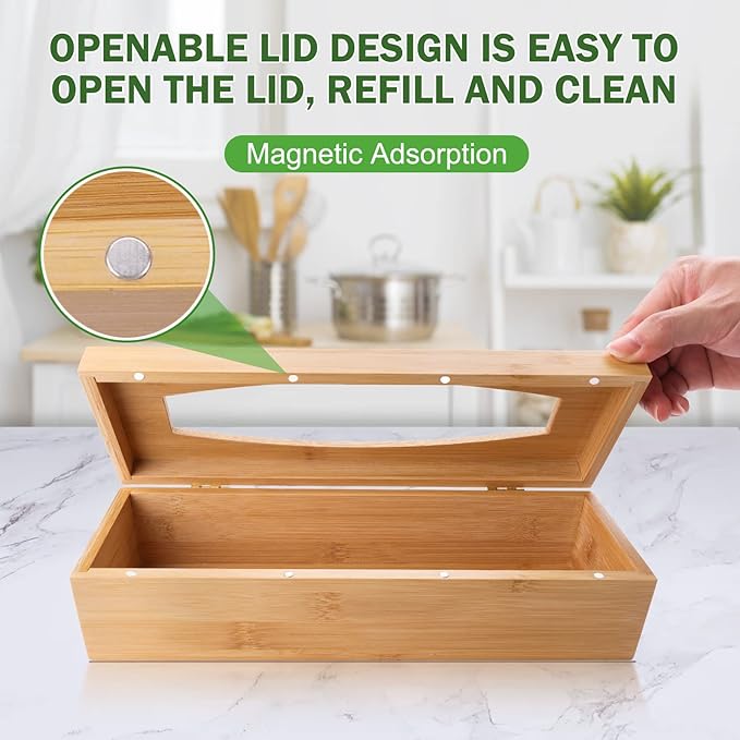 Individual Storage Bag Organizer for Kitchen Drawer, Bamboo with Foil and Plastic Wrap Organizer for Kitchen Organizers and Storage, for Gallon, Quart, Sandwich, Snack-Ruum Studio Home