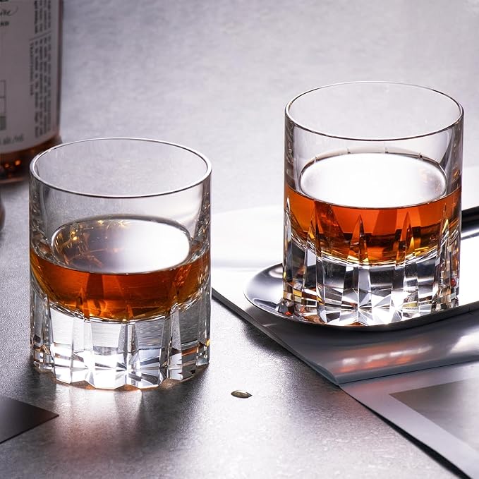 KAMMAK Crystal Whiskey Glasses Set of 2, Handcrafted 7.78oz Old Fashioned Glasses Stemless, Luxury Hand Blown Cocktail Glasses, Scotch Cup for Women, Men Gift for Bourbon Barware, Home Bar-Ruum Studio Home