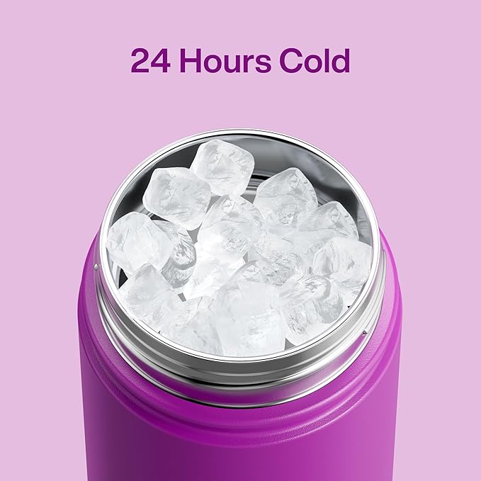 Insulated Water Bottle with Straw Stainless Steel Water Bottle, Leak-Proof, BPA-Free, Double Wall Vacuum Keeps Cold for 24 Hours for Sports, Travel, School (18 oz, Bright Magenta)-Ruum Studio Home
