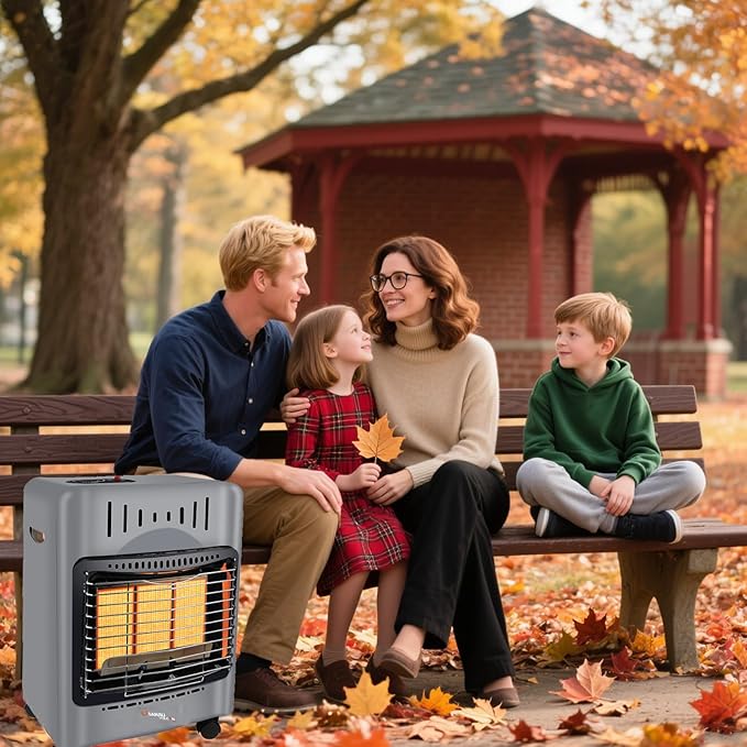 Propane Heater18000 BTU,Outdoor Heater with ODS Tip-over Protection, Propane Radiant Heater with Gas Regulator Hose for Patio,Garage,Camping Up to 450 Sq. Ft-Ruum Studio Home