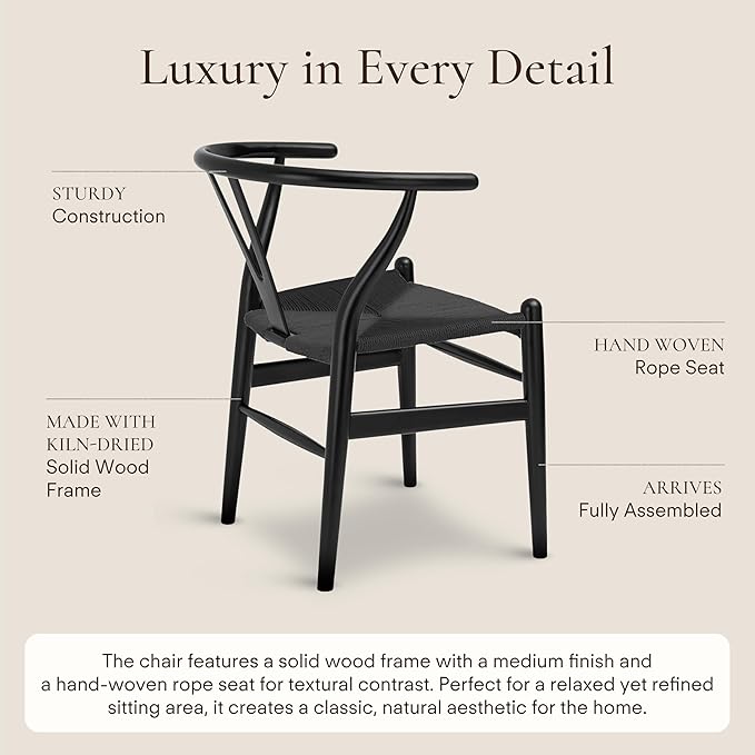 POLY & BARK Weave Chair Set of 2 in Pitch Black-Ruum Studio Home