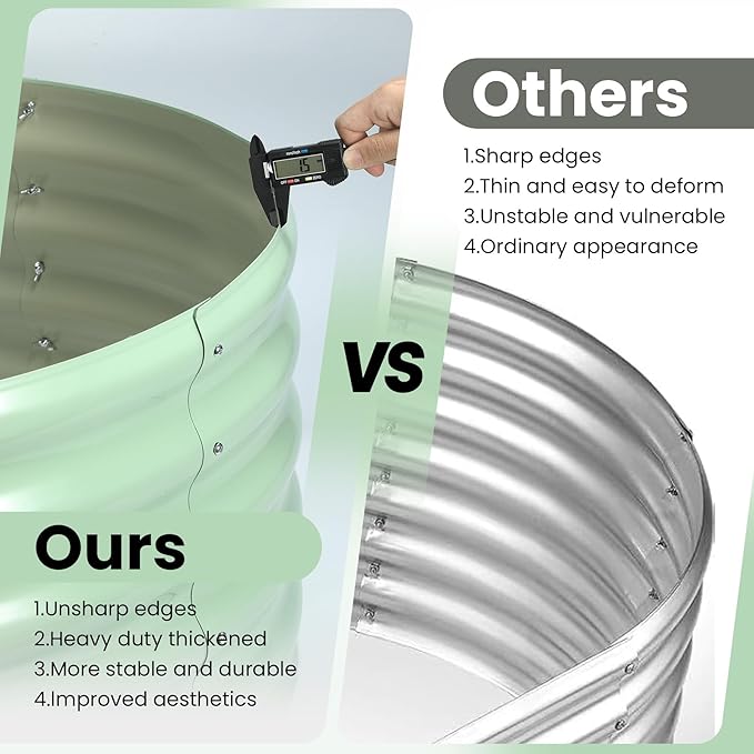2 Pcs 6x3x1ft Oval Raised Garden Bed, Galvanized Raised Beds,Open-Ended Base Metal Raised Planter Beds,Garden Bed Outdoor,Planter Raised Boxes for Vegetables, Flowers,Tool-Free Asse,Green-Ruum Studio Home