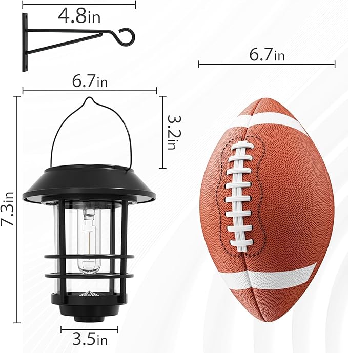 Otdair Solar Lanterns Outdoor Waterproof 2 Pack, Auto On/Off Hanging Solar Lights for Outside with Wall Mount, Glass Outdoor Lighting Outdoor Decorative for Wall, Front Porch, Yard, Garden, Fence-Ruum Studio Home