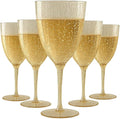 Oojami Elegant Plastic Champagne Flutes - 32 PCS, 7.8oz Disposable & Reusable Wine Glasses - Perfect for Home, Parties, Weddings, Birthdays & Celebrations (32, Gold Glitter)-Ruum Studio Home