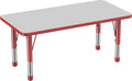 FDP Rectangle Activity School and Kids Classroom Table (24 x 48 inch), Toddler Legs, Adjustable Height 15-24 inches - Gray Top and Red Edge-Ruum Studio Home