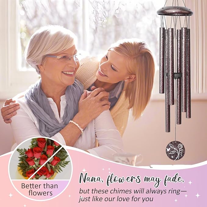 Gifts for Nana, 25''Wind Chimes, Birthday Gift for Nana from Grandkids, Mothers Day, Thanksgiving, Christmas Day Gifts Ideas for Love Reminder-Ruum Studio Home