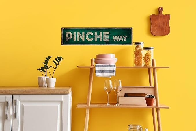Vintage Tin Sign Retro Metal Pinche Way Signs Stylish Wall Art Plaques for Home Decor Bathroom Kitchen House and Gothic Wall Decor or as a Unique Poster 16x4 in-Ruum Studio Home