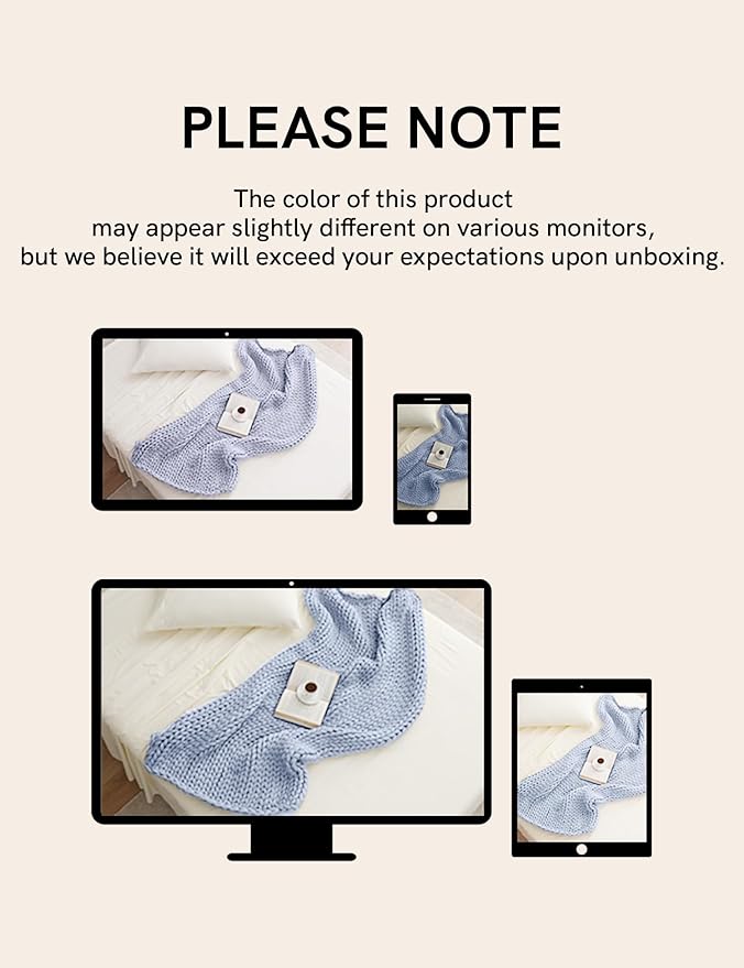 YnM Chunky Throw Blanket, Medium-Weight, Hand Knitted, Skin Friendly, Ventilated and Breathable, Machine Washable, Home Décor Piece for Couch, Sofa and Bed (Atlantis Blue, 50x70 Inch)-Ruum Studio Home