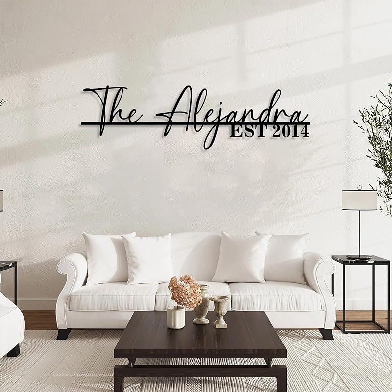 Personalized Family Name Sign | Custom Metal Sign | Metal Wall Art | Last Name Signs for Home | Wall Decor | Split Letter Monogram Sign | Home Letters | Wedding Gift | Housewarming Couples Gift-Ruum Studio Home