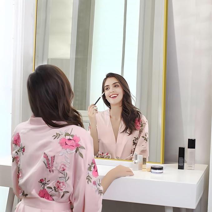 36x48inch Bathroom Mirror, Gold Rectangle Mirror with Thin Metal Frame, Large Rectangular Wall Mirrors for Bathroom, Living Room, Hair Salon, Big Farmhouse Mirror Hang Horizontal/Vertical-Ruum Studio Home