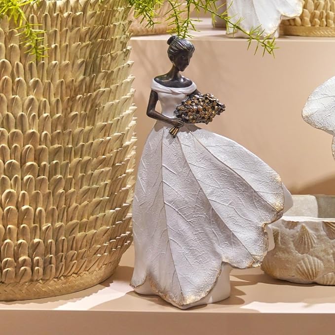 Guichifun Fairy Statue Collection Home Decoration - White Leaf Angel Girls Resin Home Decor for Outside or Inside Rustic Garden Outdoor Yard Decorations Figurines Memory Gift 7.5 x 4.5 x 11.5 Inch-Ruum Studio Home